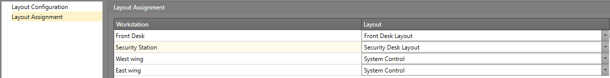 The layout assignment settings