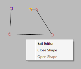 Right-click on polyline shows option for closing the shape